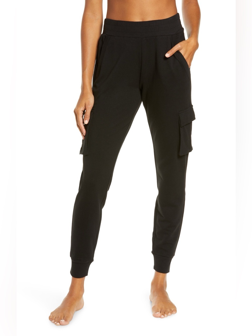 Alo 7/8 High-Waist Cargo Sweatpant Black Casual Active Athleisure Women’s Medium